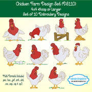 Chicken Rooster Farm Embroidery Design Set Download