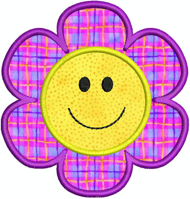 Smiley Face Flower Applique Machine Embroidery Design - Embroidery Designs By AVI