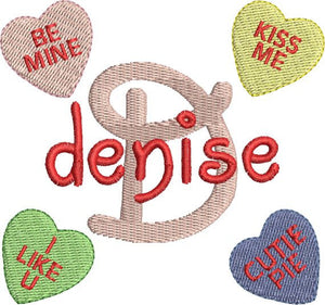 Valentines Candy Hearts Machine Embroidery Alphabet Monogram Fonts Designs Set - Embroidery Designs By AVI