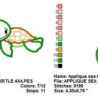 Sea Turtle Applique Machine Embroidery Design - Embroidery Designs By AVI