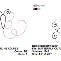 Butterfly Outline Lines Silhouette Machine Embroidery Design - Embroidery Designs By AVI