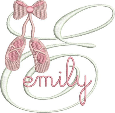 Ballet Slippers Shoes Monogram Fonts Machine Embroidery Design Set - Embroidery Designs By AVI