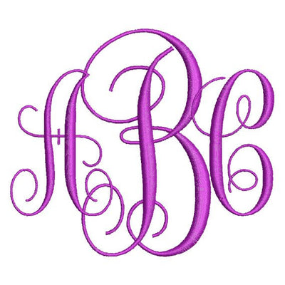 Intertwined Vine Fancy 3 Three Letter Machine Embroidery Monogram Fonts Designs Set - Embroidery Designs By AVI
