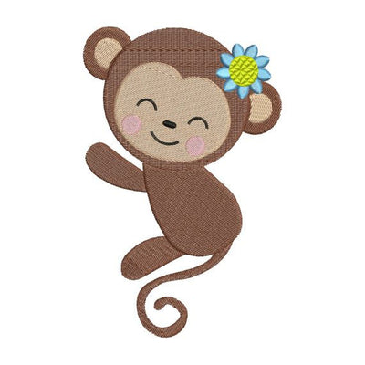 Cute Monkey Girl Zoo Jungle Machine Embroidery Design - Embroidery Designs By AVI