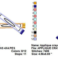 Crayon School Office Teacher Applique Machine Embroidery Design - Embroidery Designs By AVI