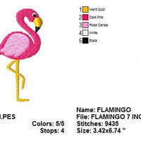 Flamingo Bird Tropical with fill Machine Embroidery Design - Embroidery Designs By AVI