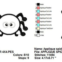 Applique Spider Cute Halloween Machine Embroidery Design - Embroidery Designs By AVI