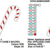 Candy Cane Applique II Christmas Machine Embroidery Design - Embroidery Designs By AVI