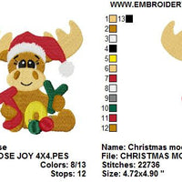 Christmas Moose Joy Saying Word Art Machine Embroidery Design - Embroidery Designs By AVI