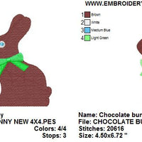 Easter Chocolate Bunny Rabbit Machine Embroidery Design - Embroidery Designs By AVI