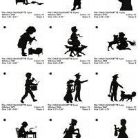 Vintage Children Silhouette Shadows Machine Embroidery Designs Set of 12 - Embroidery Designs By AVI