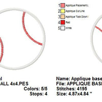 Baseball Applique I Machine Embroidery Design - Embroidery Designs By AVI