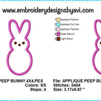 Applique Marshmallow Peep Bunny Rabbit Easter Machine Embroidery Design - Embroidery Designs By AVI