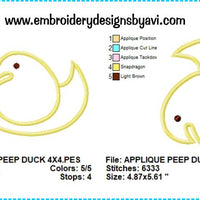 Applique Marshmallow Peep Duck Embroidery Design Charts