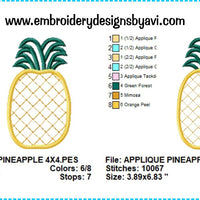 Pineapple Applique Machine Embroidery Design Charts