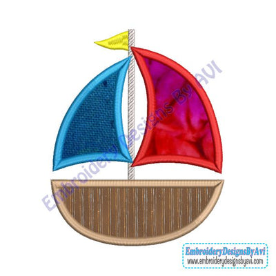 Sailboat Sail Boat Applique Machine Embroidery Design