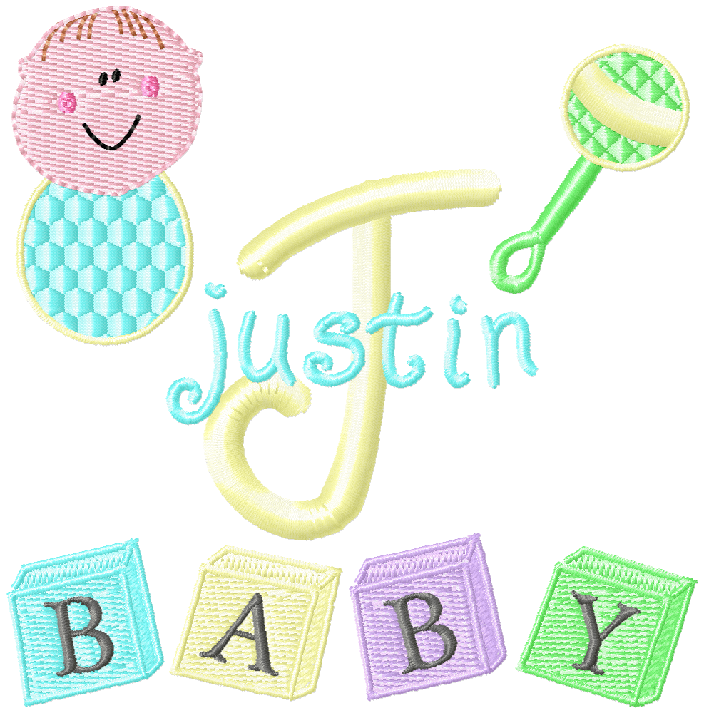 Baby Boy Monogram Fonts and Machine Embroidery Designs Set