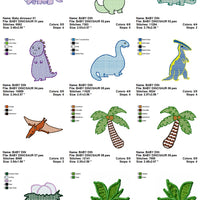 Baby Dinosaurs with fancy fill Machine Embroidery Designs - Set of 12 - Embroidery Designs By AVI