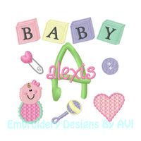 Baby Girl Monogram Embroidery Font Set Download
