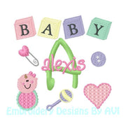 Baby Girl Monogram Embroidery Font Set embroidery designs cd,embroidery designs usb