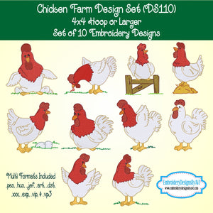 Chicken Rooster Farm Embroidery Design Set Download