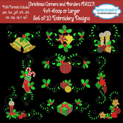 Christmas Corner and Border Machine Embroidery Designs Set
