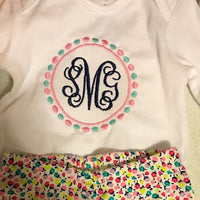 Circle of Dots Frame Monogram Font Machine Embroidery Design