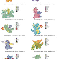 Cute Dragon Embroidery Design Set Charts