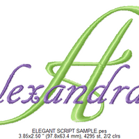 Elegant Script Embroidery Monogram Font Design Set Chart