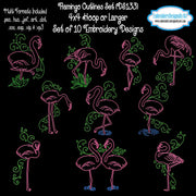 Flamingo Outlines Machine Embroidery Designs Download