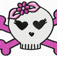 Girl Skull n Bones Star Crown Embroidery Design Set of 10 - Embroidery Designs By AVI