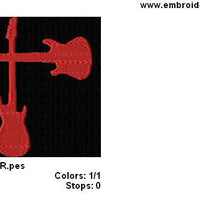 Electric Guitar Corner Machine Embroidery Design