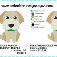Labradoodle Puppy Dog Machine Embroidery Design Chart