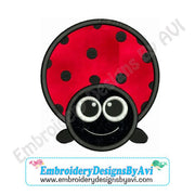 Big Eyed Ladybug Applique Machine Embroidery Design