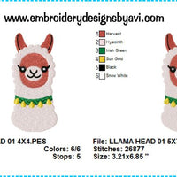 Llama Embroidery Design Chart
