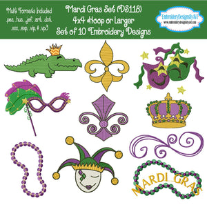 Mardi Gras Embroidery Design Set Download