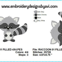 Raccoon Embroidery Design Charts