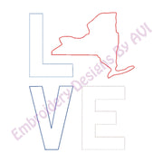 I love New York NY Raggy Applique Outline Silhouette Machine Embroidery Design