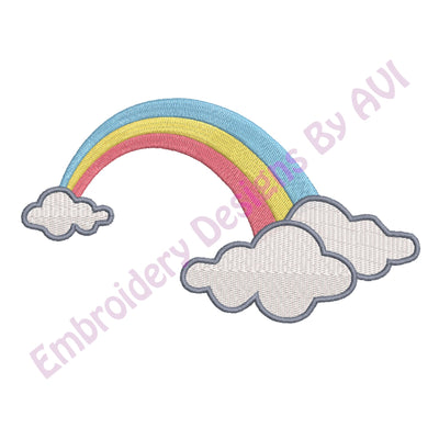 Rainbow and Clouds II  Machine Embroidery Design