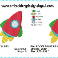 Rocket Ship Outer Space II Machine Embroidery Design Chart