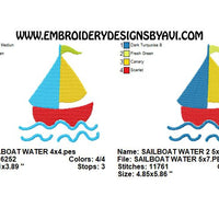 Sailboat Sail Boat in Water Ocean Nautical Machine Embroidery Design - Embroidery Designs By AVI