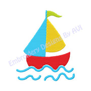 Sailboat Sail Boat in Water Ocean Nautical Machine Embroidery Design - Embroidery Designs By AVI
