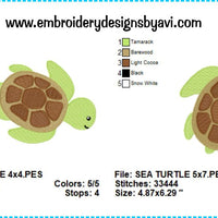 Sea Turtle Embroidery Design Charts