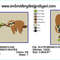 Cute Sloth Sleeping Machine Embroidery Designs 4x4 & 5x7