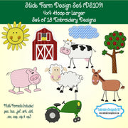 Farm Machine Embroidery Design Set Download
