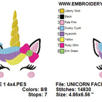Unicorn Face Head Machine Embroidery Design - Embroidery Designs By AVI