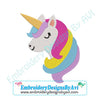 Unicorn Rainbow Head Machine Embroidery Design Download