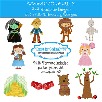 Wizard Of Oz Embroidery Design Set Download