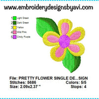 Pretty Flower Machine Embroidery Design Small 2 Inch Instant Download