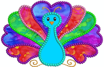 Peacock Bird Applique Machine Embroidery Design - Embroidery Designs By AVI